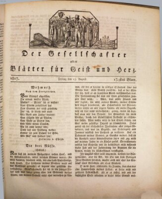 Der Gesellschafter oder Blätter für Geist und Herz Freitag 15. August 1817