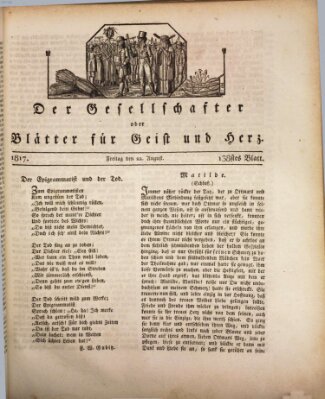 Der Gesellschafter oder Blätter für Geist und Herz Freitag 22. August 1817