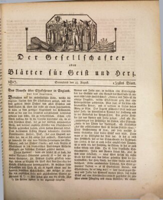 Der Gesellschafter oder Blätter für Geist und Herz Samstag 23. August 1817