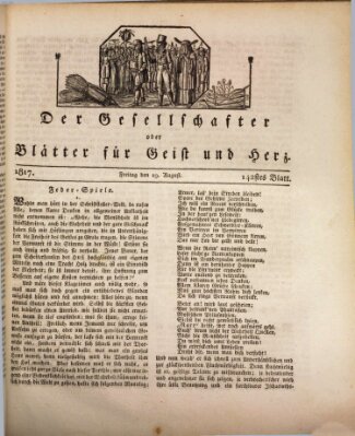 Der Gesellschafter oder Blätter für Geist und Herz Freitag 29. August 1817