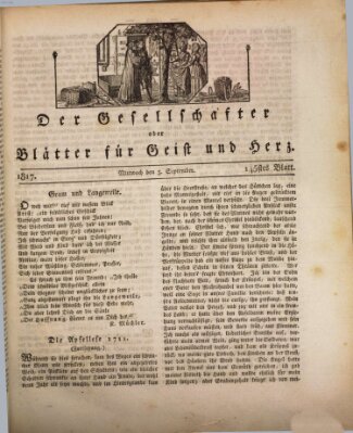 Der Gesellschafter oder Blätter für Geist und Herz Mittwoch 3. September 1817