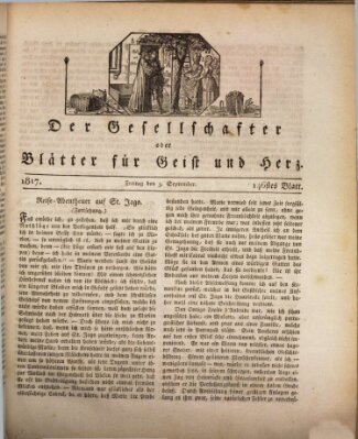 Der Gesellschafter oder Blätter für Geist und Herz Freitag 5. September 1817