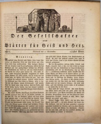 Der Gesellschafter oder Blätter für Geist und Herz Mittwoch 17. September 1817