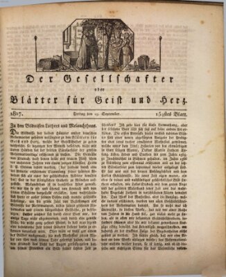 Der Gesellschafter oder Blätter für Geist und Herz Freitag 19. September 1817