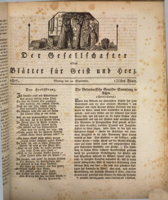 Der Gesellschafter oder Blätter für Geist und Herz Montag 22. September 1817