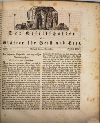 Der Gesellschafter oder Blätter für Geist und Herz Mittwoch 24. September 1817