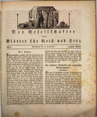 Der Gesellschafter oder Blätter für Geist und Herz Samstag 27. September 1817