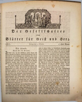 Der Gesellschafter oder Blätter für Geist und Herz Freitag 17. Oktober 1817