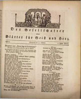 Der Gesellschafter oder Blätter für Geist und Herz Mittwoch 22. Oktober 1817