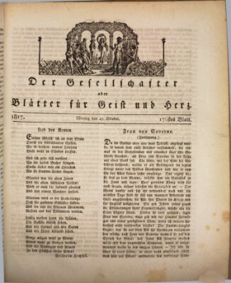 Der Gesellschafter oder Blätter für Geist und Herz Montag 27. Oktober 1817