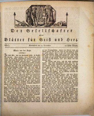 Der Gesellschafter oder Blätter für Geist und Herz Samstag 29. November 1817