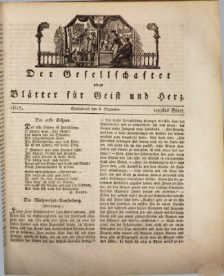 Der Gesellschafter oder Blätter für Geist und Herz Samstag 6. Dezember 1817