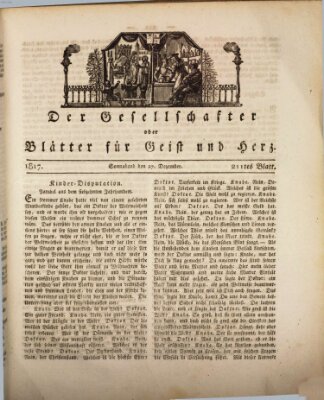 Der Gesellschafter oder Blätter für Geist und Herz Samstag 27. Dezember 1817