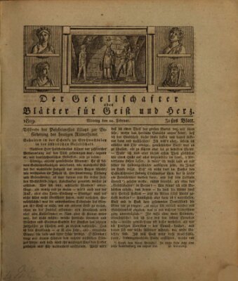 Der Gesellschafter oder Blätter für Geist und Herz Montag 22. Februar 1819