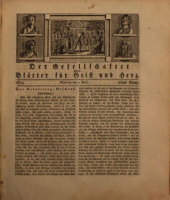 Der Gesellschafter oder Blätter für Geist und Herz Mittwoch 7. April 1819