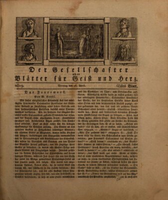 Der Gesellschafter oder Blätter für Geist und Herz Montag 26. April 1819