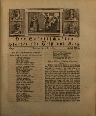 Der Gesellschafter oder Blätter für Geist und Herz Samstag 11. September 1819