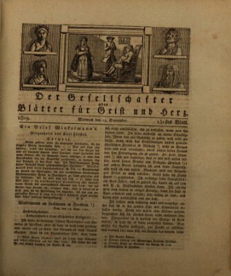 Der Gesellschafter oder Blätter für Geist und Herz Mittwoch 15. September 1819