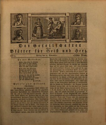 Der Gesellschafter oder Blätter für Geist und Herz Freitag 24. September 1819