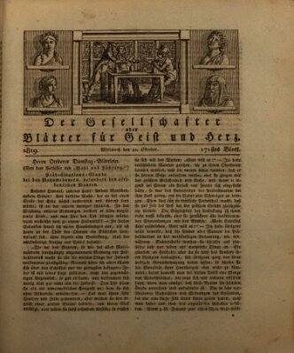 Der Gesellschafter oder Blätter für Geist und Herz Mittwoch 20. Oktober 1819