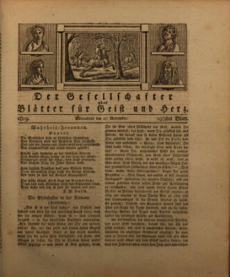 Der Gesellschafter oder Blätter für Geist und Herz Samstag 27. November 1819