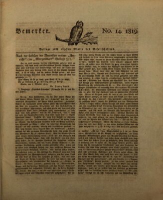 Der Gesellschafter oder Blätter für Geist und Herz Samstag 16. Oktober 1819