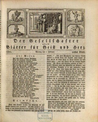 Der Gesellschafter oder Blätter für Geist und Herz Montag 7. Februar 1820