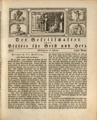 Der Gesellschafter oder Blätter für Geist und Herz Mittwoch 16. Februar 1820