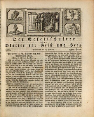 Der Gesellschafter oder Blätter für Geist und Herz Samstag 19. Februar 1820