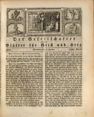 Der Gesellschafter oder Blätter für Geist und Herz Samstag 26. Februar 1820