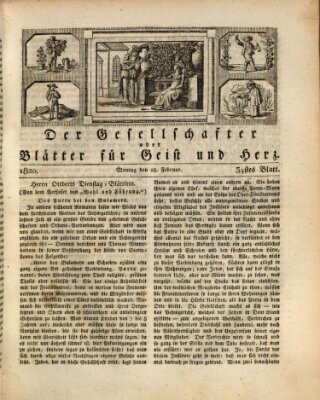 Der Gesellschafter oder Blätter für Geist und Herz Montag 28. Februar 1820