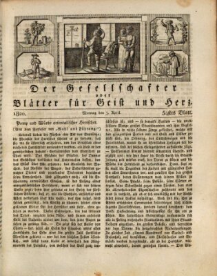 Der Gesellschafter oder Blätter für Geist und Herz Montag 3. April 1820