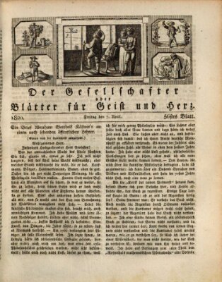 Der Gesellschafter oder Blätter für Geist und Herz Freitag 7. April 1820