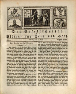 Der Gesellschafter oder Blätter für Geist und Herz Montag 17. April 1820