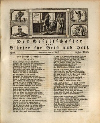 Der Gesellschafter oder Blätter für Geist und Herz Samstag 29. April 1820