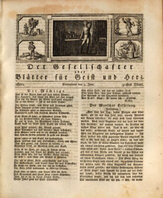 Der Gesellschafter oder Blätter für Geist und Herz Samstag 3. Juni 1820