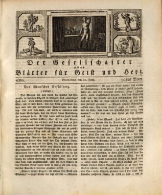 Der Gesellschafter oder Blätter für Geist und Herz Samstag 10. Juni 1820