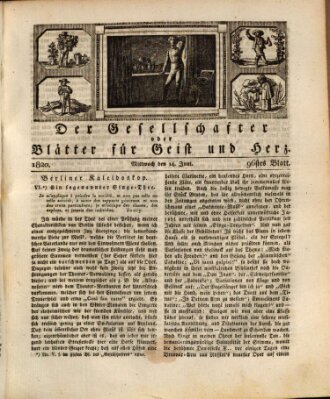 Der Gesellschafter oder Blätter für Geist und Herz Mittwoch 14. Juni 1820