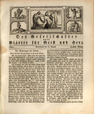 Der Gesellschafter oder Blätter für Geist und Herz Samstag 12. August 1820