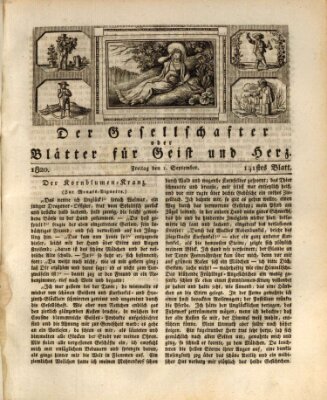 Der Gesellschafter oder Blätter für Geist und Herz Freitag 1. September 1820