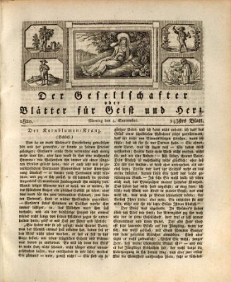 Der Gesellschafter oder Blätter für Geist und Herz Montag 4. September 1820