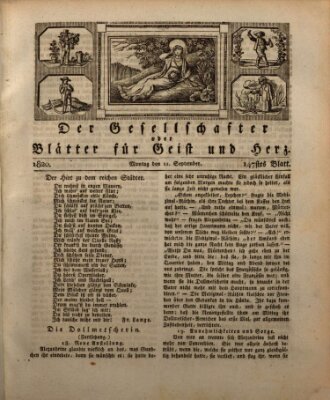 Der Gesellschafter oder Blätter für Geist und Herz Montag 11. September 1820