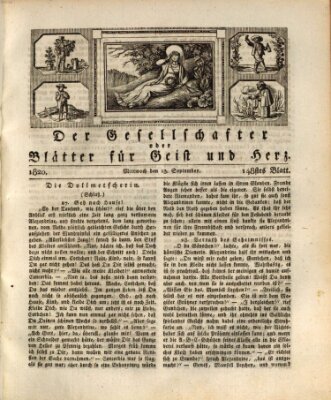 Der Gesellschafter oder Blätter für Geist und Herz Mittwoch 13. September 1820