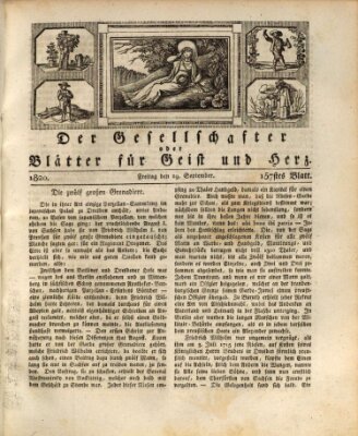 Der Gesellschafter oder Blätter für Geist und Herz Freitag 29. September 1820