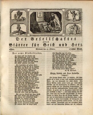 Der Gesellschafter oder Blätter für Geist und Herz Mittwoch 25. Oktober 1820