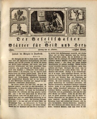 Der Gesellschafter oder Blätter für Geist und Herz Freitag 27. Oktober 1820