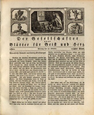 Der Gesellschafter oder Blätter für Geist und Herz Montag 30. Oktober 1820