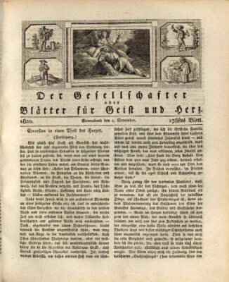 Der Gesellschafter oder Blätter für Geist und Herz Samstag 4. November 1820