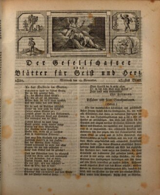 Der Gesellschafter oder Blätter für Geist und Herz Mittwoch 15. November 1820