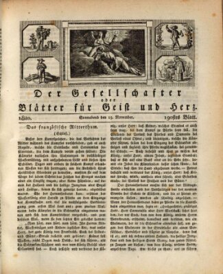 Der Gesellschafter oder Blätter für Geist und Herz Samstag 25. November 1820